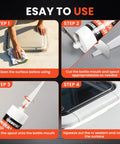 Step-by-step guide for Four Pack Top Shelf Waterproof RV Roof Sealant High Flow Self Leveling Camper Adhesive application process.