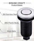 Sink Top Air Switch Kit For Garbage Disposal With Long Button Brushed Nickel Finish Stainless Steel Button