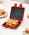 Fast Crispy Microwave Sandwich Maker With Adjustable Silicone Strap Removable Nonstick Grilled Cheese Toaster in use