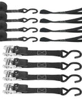 Heavy Duty Self Retracting Ratchet Straps 1500 Lbs Break Strength 1 X 15 Ft with padded handles and coated S hooks.