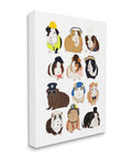 Whimsical Guinea Pigs In Playful Uniforms Canvas Wall Art For Kids Room And Playroom Gallery Wrapped Home Decor 16X20 Inches, colorful cartoon designs.