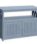 All in One Acacia Wood Outdoor Storage Cabinet With Two Magnetic Doors Weatherproof gray furniture for patio