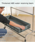 Stainless Steel Broom And Mop Holder With Movable Cart Organizer For Cleaning Tools, Slim Rack With Drip Tray