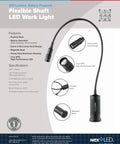 Diagram of 20 Inch Gooseneck LED Light With Magnetic Base, Zoomable Lens, Cree LED, IP54 Waterproof, Flexible Work Lamp Built For Garage, Auto Repair, Grill And Inspection, showing features.