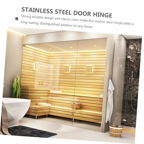 FOYTOKI 2pc stainless steel glass door hinges; double-sided for display cabinets; easy to install