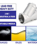 Beefy Heavy Duty 304 Stainless Steel Y Strainer 2 Inch NPT Female Filtration With 80 Mesh Screen for gas, oil, water filtration.
