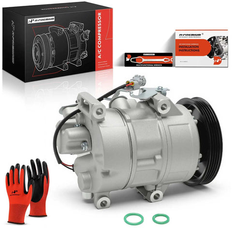 Heavy Duty AC Compressor Assembly With Clutch And PreFilled PAG46 Oil Boss Four Groove Pulley Built Tough, compatible with Toyota Yaris 2007-2012.