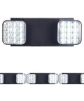 LED Emergency Lights With Battery Backup Four Pack Black Two Head Adjustable Emergency Exit Light Fixtures For Business UL Listed AC 120 277V Hardwired
