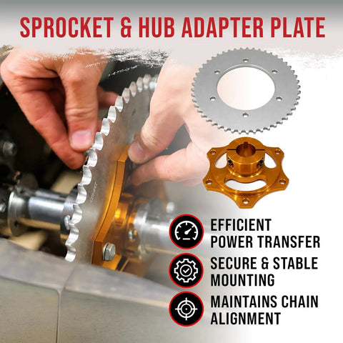 Hand installing sprocket and hub from 40 Inch Drift Trike Shaft Kit With 12 Axle Nuts And 4 Lock Collars