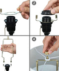 Go To Adjustable Lamp Shade Harp Holder Kit For 7 To 10 Inch Lampshades, Universal IP Fit assembly steps, black horn frame.