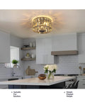 12 Inch Semi Flush Mount Crystal Ceiling Light With Matte Black Finish, 3 Light Modern Chandelier Fixture in modern kitchen