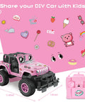 Pink DIY Sticker RC Jeep For Girls With 2.4Ghz Remote Control Off Road Little Girl Toy Car Personalize With Sticker Kit
