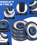 Built To Haul Heavy Duty 5 Inch Caster Wheels for Shopping Carts Replacement Set of 4 with waterproof and TPU material properties