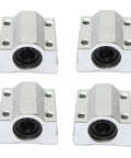 Heavy Duty 4Pack SCS10UU 10mm Linear Motion Ball Bearing Slide Bushing Block Crafted From Sleek Aluminum Alloy, set of four silver blocks.