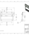 Technical drawing of Spring Loaded Surface Mount Handle In Steel With Padded Rubber Grip For Heavy Duty Lifting, Retracts When Not In Use.