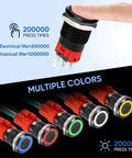 12V Latching Push Button Switch With Waterproof LED Ring Red Light For Car On Off Power Button 0.63 Inch Mount Hole Self Locking