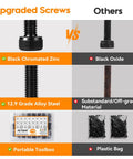 Comparison chart of 1760 Piece Nuts And Bolts Kit With M2 M3 M4 M5 Screws, black zinc-coated steel vs others