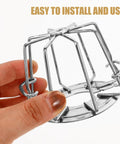Robust Fire Sprinkler Guard 2 75 Inch Universal Head Cover KnockOut Bump Shield shown in hand for easy grip and installation.