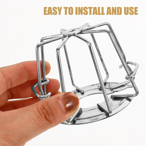 Robust Fire Sprinkler Guard 2 75 Inch Universal Head Cover KnockOut Bump Shield shown in hand for easy grip and installation.