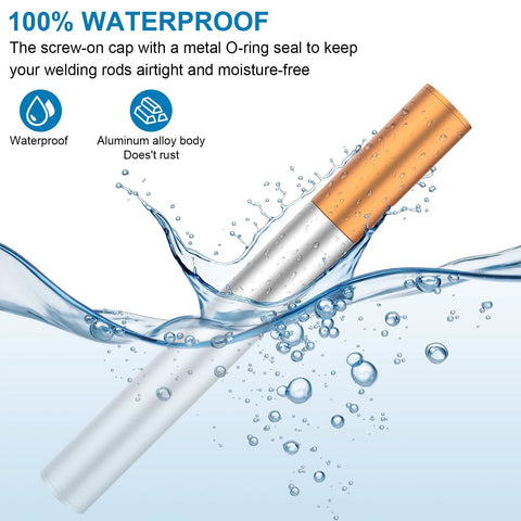 Welding rod storage tube, 14-inch aluminum alloy body with copper cap, waterproof airproof container