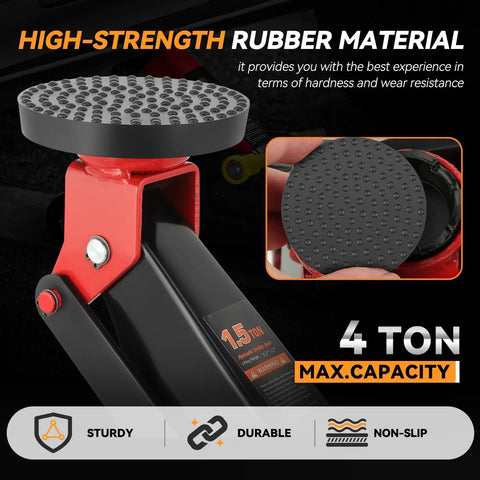 Floor Jack Rubber Pad 2 Pack Universal 4 Ton Pad Adapter With Pinch Weld Side Rail Protector close-up view of high-strength rubber surface