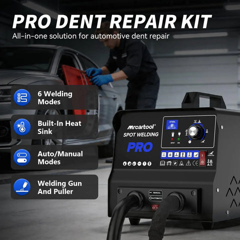 Heavy Duty Auto Body Dent Repair Spot Welder Kit With Manual And Auto Modes, 3500W Stud Welder, display close-up, 6 welding modes