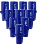 Front view of blue WNL Practi-Valve CPR training valves in a 10-pack bundle.