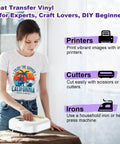 Woman using Iron on Inkjet Printable Heat Transfer Vinyl For T Shirts With Alignment Masks, 7 Sheets 8.5 By 11 Inches