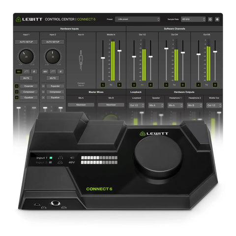 Six-Channel DSP Powered USB Audio Interface With Auto Setup, Pro-Grade Preamps Up To 72 dB Gain, Low Noise -133 dBV EIN
