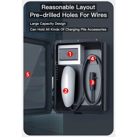 Heavy Duty Outdoor EV Charger Lock Box With Key, Badass Weatherproof IP65 Steel Enclosure with pre-drilled holes for wires.