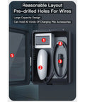 Heavy Duty Weatherproof EV Charger Lock Box With Key Ultimate Outdoor Armor For Electric Vehicle Charging Cables And Plugs Secure Daily Driver Shield interior layout with pre-drilled wire holes and charging accessories.