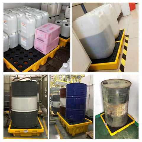Nestable Oil Drum Spill Containment Pallet With Drain Leak Proof Tray Detachable Anti Slip Platform For Garage Storage