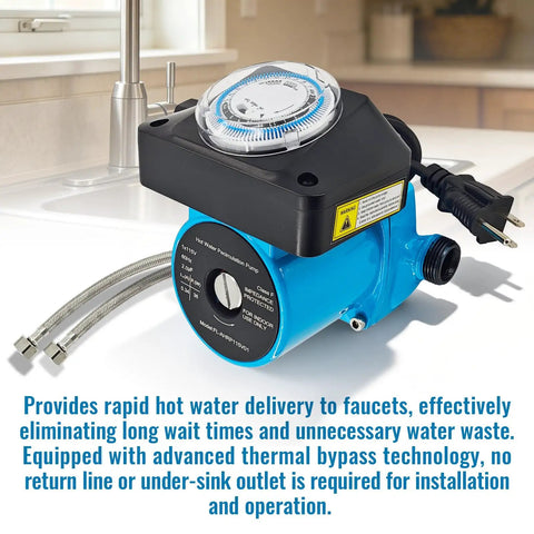 Instant Hot Water Recirculating Pump Kit For Tank Water Heaters With Smart Thermal Bypass Tech No Return Line Needed Plug And Play Cabinet Install
