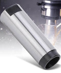 Close-up of CFTGIW MT4 to MT3 taper drill sleeve reducing adapter, high-speed steel, quenched, silver with black end.