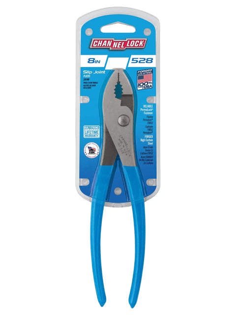 Slip Joint Pliers 8 Inch With Wire Cutter And Serrated Jaw Rust Resistant Workhorse Utility Tool in retail packaging