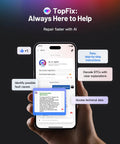 Bi Directional OBD2 Bluetooth Scanner For iPhone And Android With All System Diagnostics CAN FD AutoAuth AI displayed on smartphone screen