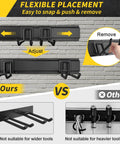 Heavy Duty 48 Inch Wall Mount Garage Tool Organizer with Adjustable Hanging Hooks shown installed on a wall.