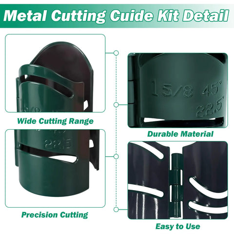 Close-up of Magnetic Heavy-Duty Metal Pipe Cutting Guide Kit 1-5/8 Inch showing durable material and precision cutting details.