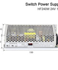 Beefy 24V DC Power Supply 10A From 110 220VAC For Industrial Control LED Lighting Monitoring And Medical Gear Plug And Play Rock Solid Performance High Efficiency 30V 8A Option metal switch power supply, 199mm wide
