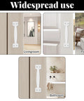2 Pack White Barn Door Handle Pulls 5.5 Inch With Screws for sliding doors and cabinets, shown in living room, patio, and bathroom settings.