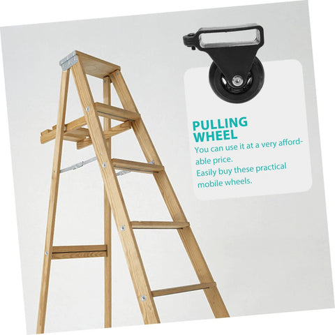 Make Moving Gear A Breeze With These Two Heavy Duty Retractable Ladder Wheels Featuring Swivel Caster Castors For Snappy Easy Roll Smooth Stair Handling Workshop Kit, showing telescopic ladder with a black caster.