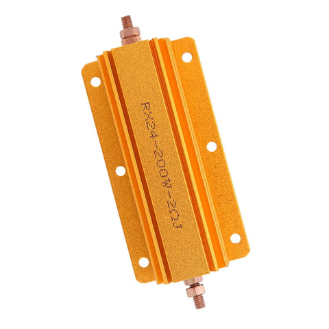 Beefed Up 200W 2 Ohm High Power Resistor With Aluminum Housing And Mounting Holes For Industrial Power Supplies, Sensors, Elevator, And Audio Equipment Applications With Superior Heat Dissipation.