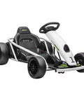 24V Electric Go Kart For Kids, Drift Ready Battery Powered Ride On Toy, 8.1 MPH Top Speed, Slow Start, Music, Horn, Safety Belt, White