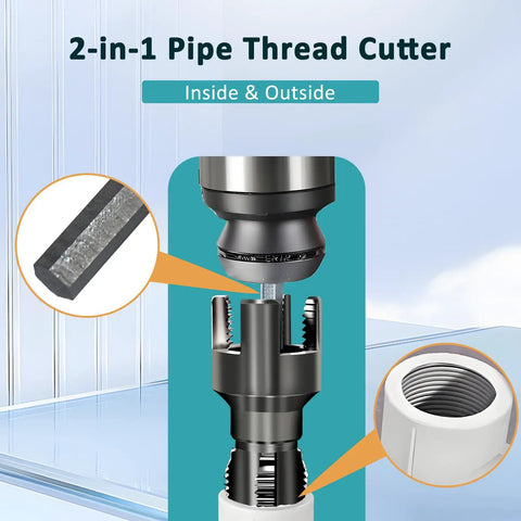 Get That Pipe Threaded Right Upgraded 2-Piece Set Cutter Kit for one pass internal and external threads on PVC pipes.