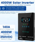 4000W Hybrid Solar Inverter 24V DC To 120V AC Pure Sine Wave With Glass Top Cover LCD Display Built In 140A MPPT Solar Charger