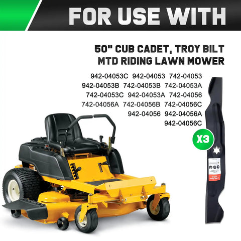 Mower Blades For Cub Cadet 50 Inch Deck Zero Turn Riding Tractor LT1050 LTX1050 RZT50 942 04053C Type 1 6 Point Star Mounting Hole