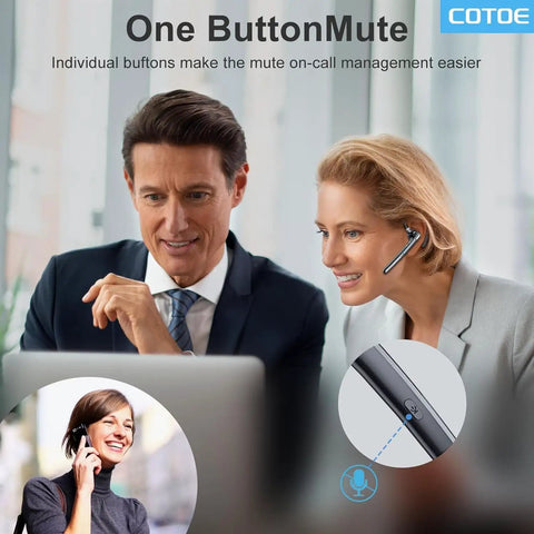 Professionals using All Day Wireless Bluetooth Headset With 72 Hour Talk Time And 500mAh Case, V5.3 Noise Cancelling Mic in office