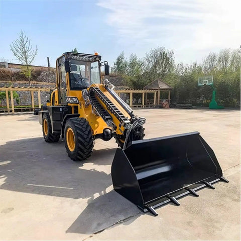 Badass All Terrain Telehandler Forklift With Rock Solid Stability Monitoring heavy duty telescopic handler with bucket on site.