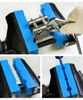 Tough Badass 5 Inch Vise Soft Jaw Pads With Rock Solid Grip Multi Groove Texture Magnetic Polyurethane Vise Inserts for woodworking in use.