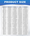 Size chart showing dimensions for heavy duty cotter pin set with various diameters and lengths, including M2.5 x 50 mm.